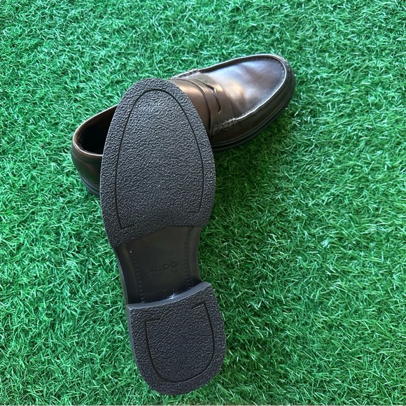 Aldo Men's Dark Brown Leather Loafers - Picture 9 of 10